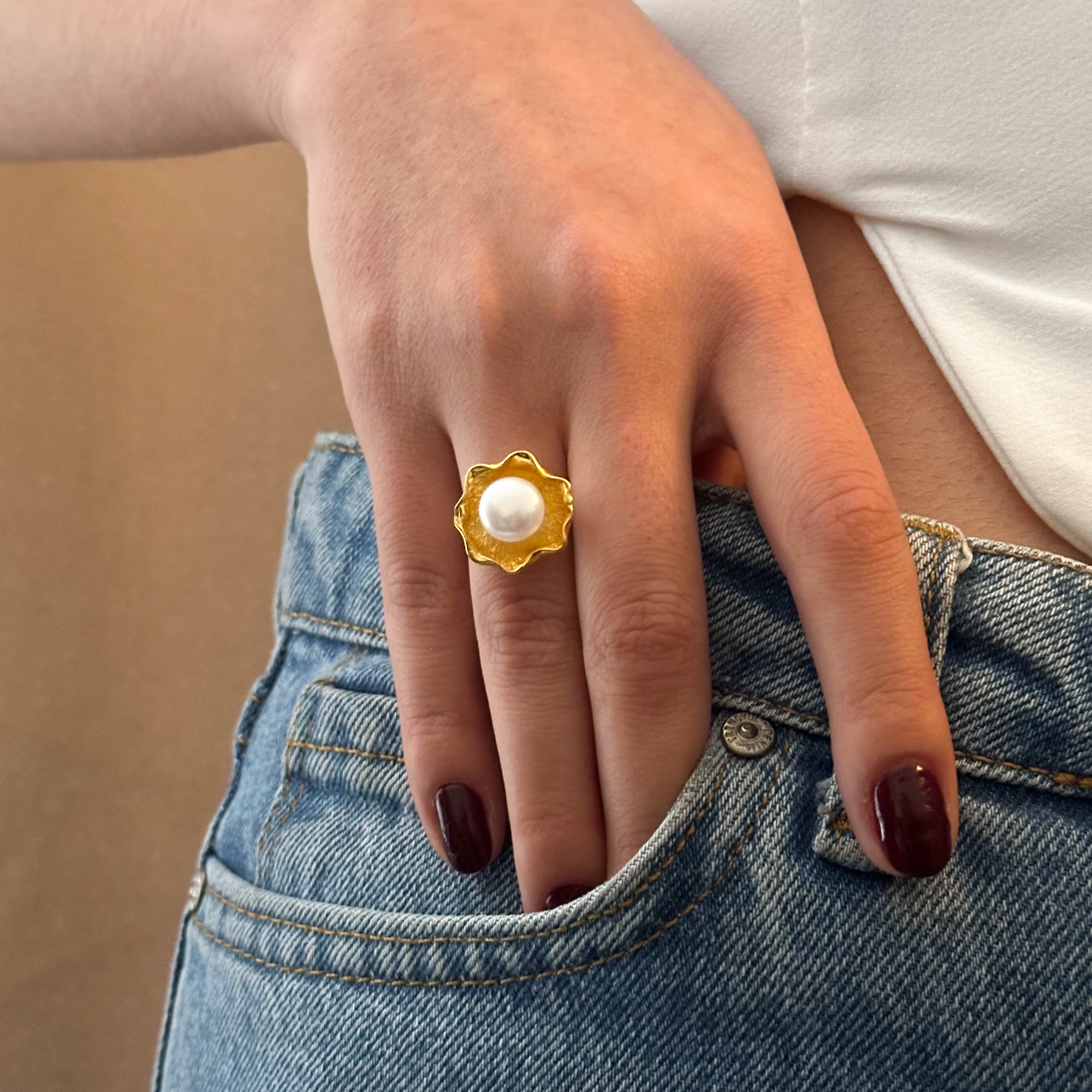 Earth Bloom İnci Yüzük