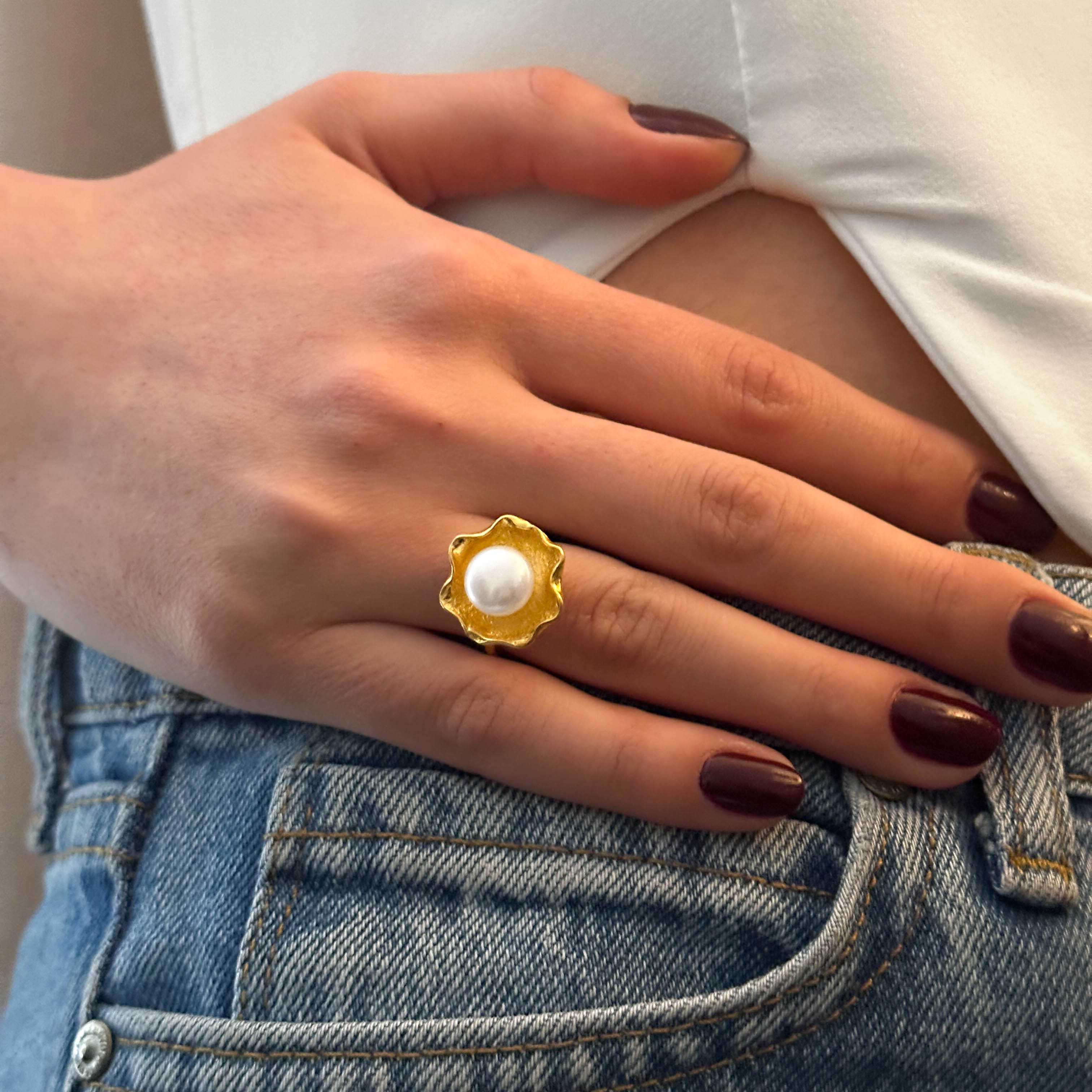 Earth Bloom İnci Yüzük